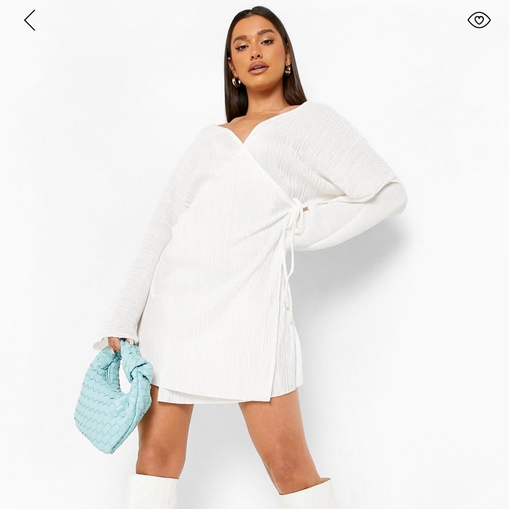 Boohoo Plisse Waist Tie Slip Dress
